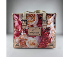 Полипропиленовая сумка хозяйственная  с цветным рисунком №1 Розы бежевые (1 шт)