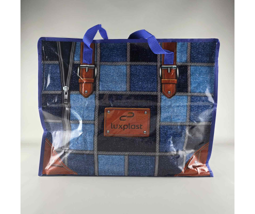 Полипропиленовая сумка хозяйственная  с цветным рисунком №4 Латки Джинс (1 шт)