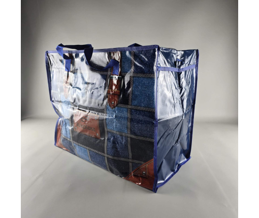 Полипропиленовая сумка хозяйственная  с цветным рисунком №4 Латки Джинс (1 шт)