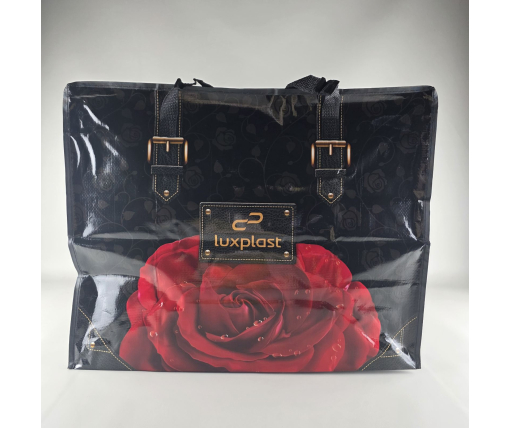 Полипропиленовая сумка хозяйственная  с цветным рисунком №5 Роза на Черном (1 шт)
