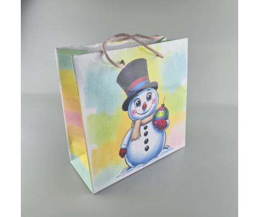 Пакеты бумажные подарочные , новогодние Квадрат 23*24*10- 01 (12 шт)