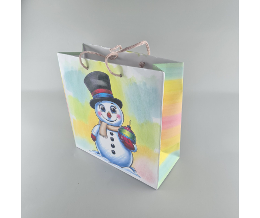 Пакеты бумажные подарочные , новогодние Квадрат 23*24*10- 01 (12 шт)