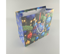 Пакеты бумажные подарочные , новогодние Квадрат 23*24*10- 02 (12 шт)