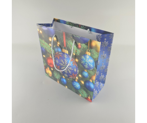 Пакеты бумажные подарочные , новогодние Квадрат 23*24*10- 02 (12 шт)