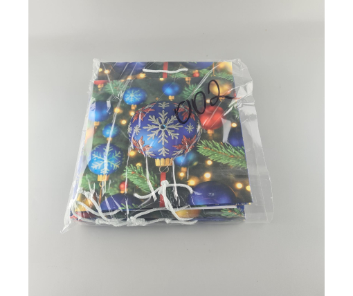 Пакеты бумажные подарочные , новогодние Квадрат 23*24*10- 02 (12 шт)