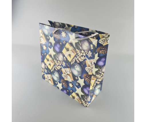 Пакеты бумажные подарочные , новогодние Квадрат 23*24*10- 03 (12 шт)