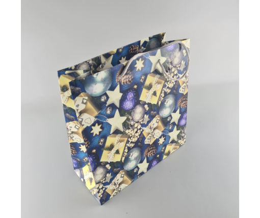 Пакеты бумажные подарочные , новогодние Квадрат 23*24*10- 03 (12 шт)