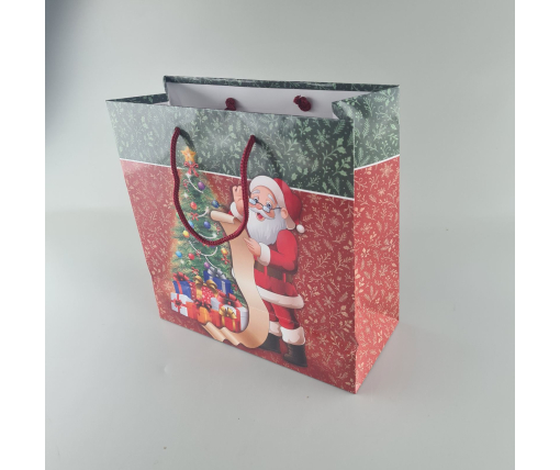 Пакеты бумажные подарочные , новогодние Квадрат 23*24*10- 04 (12 шт)