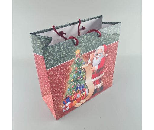 Пакеты бумажные подарочные , новогодние Квадрат 23*24*10- 04 (12 шт)