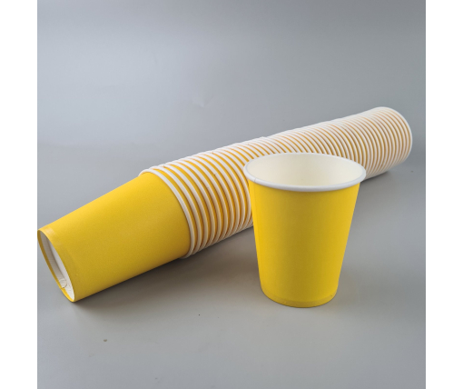 Стаканчики для кофе 300 мл "БЕЛО/ЖЕЛТЫЙ" Маэстро (50 шт)