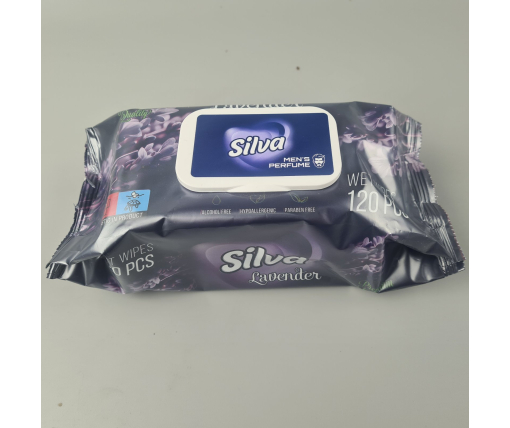 ᐉ Влажная салфетка 120 шт с клапаном чёрная "Silva" Лаванда (1 пачка)