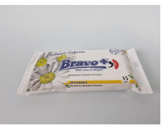 Влажная салфетка  15 шт "Bravo" Ромашка УЦЕНКА (1 пачка)