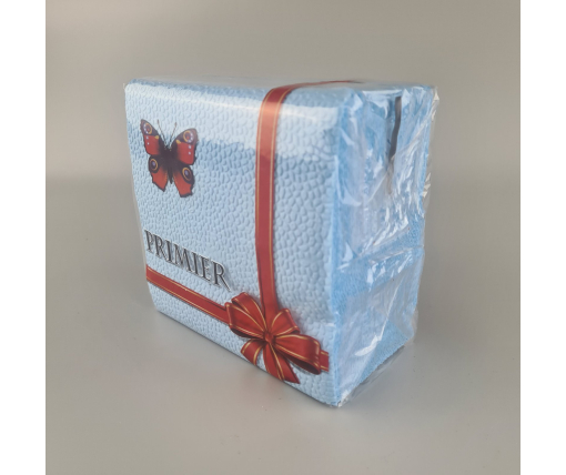 Одноразовая Cалфетка 50лист Премьер 2-ух слойные  синяя 33х33 (1 пачка)