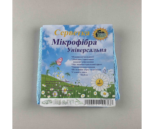 Cалфетка Микрофибра универсальная 30*30 голубая Супер Торба  (1 шт)