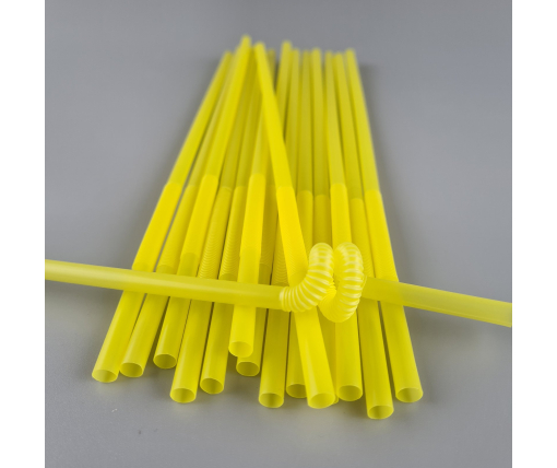 Трубочка-соломка для напитков с гофрой d6,0 -26см Желтая  Артистик (100 шт)