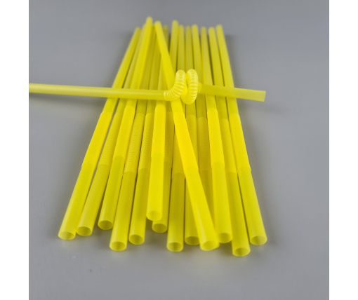 Трубочка-соломка для напитков с гофрой d6,0 -26см Желтая  Артистик (100 шт)