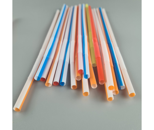 Трубочка-соломка для напитков с гофрой d6,0 -26см Бело-цветная  Артистик (100 шт)