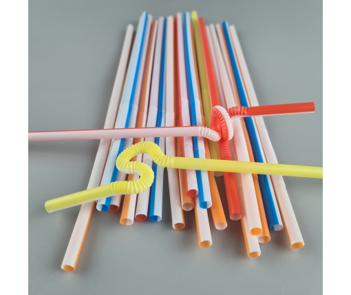 Трубочка-соломка для напитков с гофрой d6,0 -26см Бело-цветная  Артистик (100 шт)