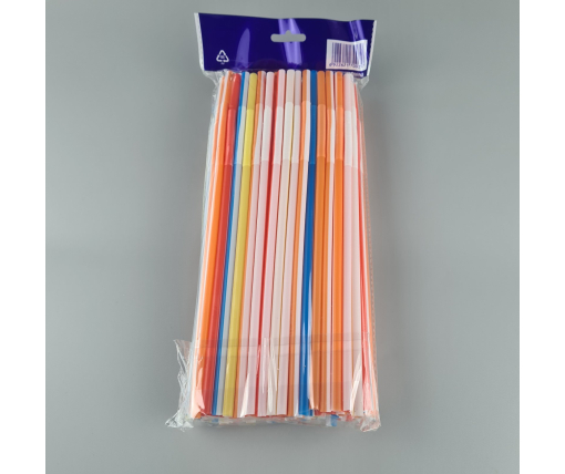 Трубочка-соломка для напитков с гофрой d6,0 -26см Бело-цветная  Артистик (100 шт)