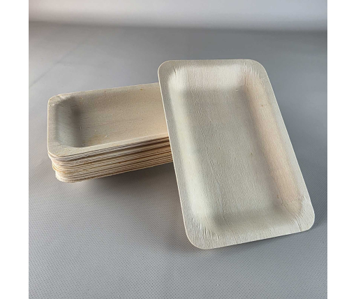 Тарелка прямоугольная, дерево, 195х140х30 мм (100) (100 шт)