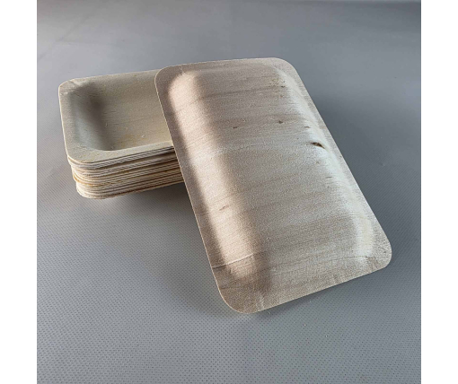 Тарелка прямоугольная, дерево, 195х140х30 мм (100) (100 шт)