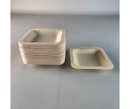 Тарелка квадратная, дерево, 114х114х15 мм, (100) (100 шт)