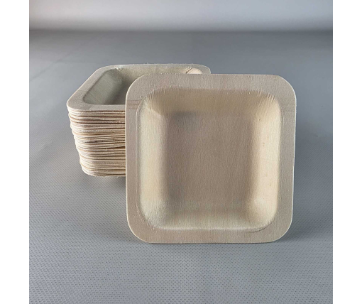 Тарелка квадратная, дерево, 114х114х15 мм, (100) (100 шт)