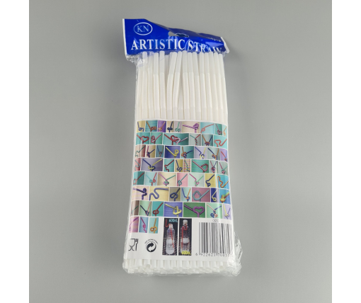 Трубочка-соломка для напитков с гофрой d6,0 -26см Белая Артистик (100 шт)