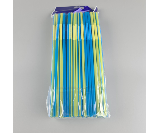 Трубочка-соломка для напитков с гофрой d6,0 -26см Сине-желтая  Артистик (100 шт)
