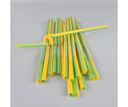 Трубочка-соломка для напитков с гофрой d6,0 -26см Желто-зеленая  Артистик (100 шт)