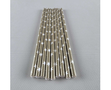 Соломка трубочка бумажная Ø 5 мм 20 см "Звезда " золотая  25шт (1 пачка)