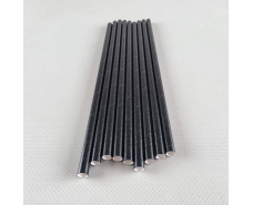 Соломка трубочка бумажная Ø 6 мм 19,5 см черная  25шт (1 пачка)