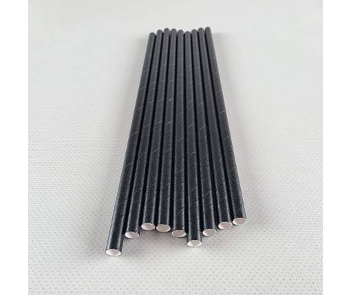 Соломка трубочка бумажная Ø 6 мм 19,5 см черная  25шт (1 пачка)