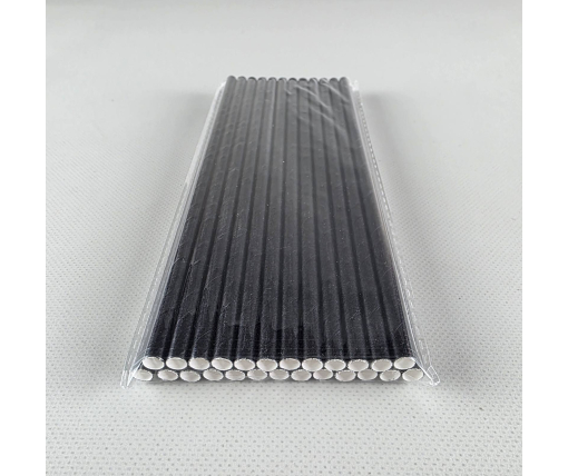 Соломка трубочка бумажная Ø 6 мм 19,5 см черная  25шт (1 пачка)