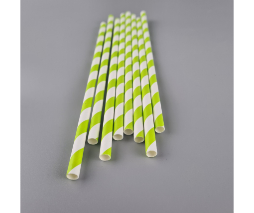 Соломка трубочка бумажная Ø 5 мм 20 см "Вита " бело-салатовая  25шт (1 пачка)