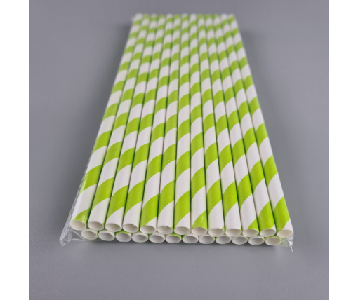 Соломка трубочка бумажная Ø 5 мм 20 см "Вита " бело-салатовая  25шт (1 пачка)