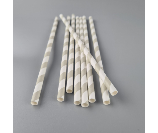 Соломка трубочка бумажная Ø 5 мм 20 см "Вита " бело-серебристая  25шт (1 пачка)