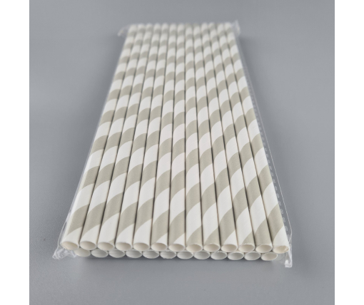 Соломка трубочка бумажная Ø 5 мм 20 см "Вита " бело-серебристая  25шт (1 пачка)