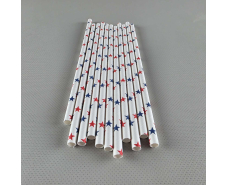 Соломка трубочка бумажная Ø 5 мм 20 см "Звезда " белая  25шт (1 пачка)