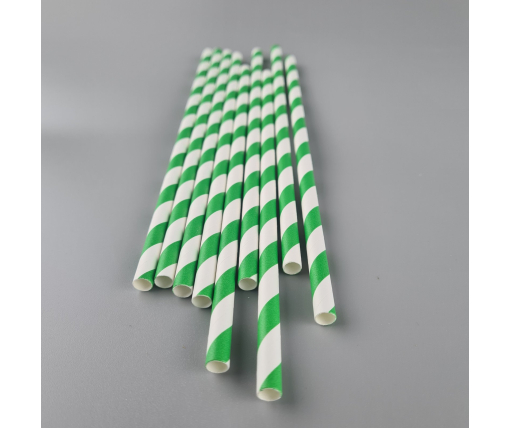 Соломка трубочка бумажная Ø 5 мм 20 см "Вита " бело-зеленая  25шт (1 пачка)
