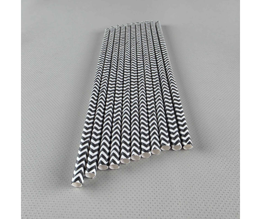 Соломка трубочка бумажная Ø 5 мм 20 см "Елочка " черная 25шт (1 пачка)