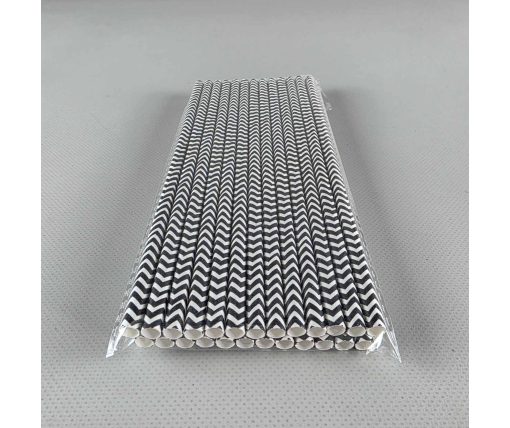 Соломка трубочка бумажная Ø 5 мм 20 см "Елочка " черная 25шт (1 пачка)