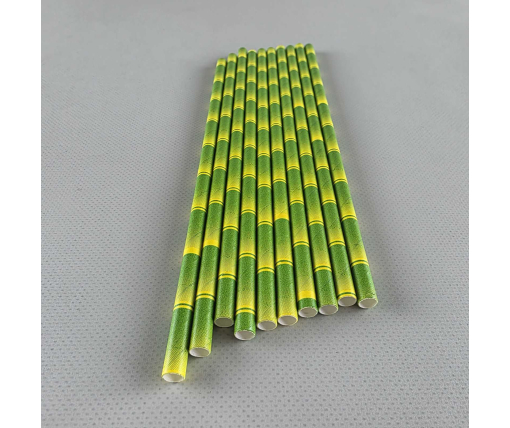 Соломка трубочка бумажная Ø 5 мм 20 см "Бамбук " зеленая   25шт (1 пачка)