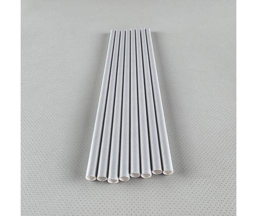Соломка трубочка бумажная Ø 5 мм 20 см Серебристая, 25шт (1 пачка)