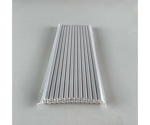 Соломка трубочка бумажная Ø 5 мм 20 см Серебристая, 25шт (1 пачка)