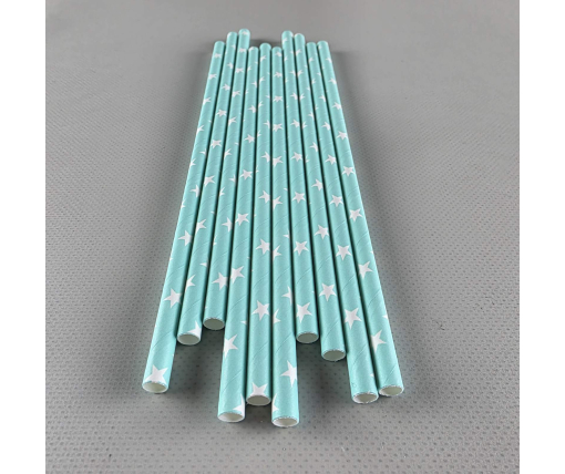 Соломка трубочка бумажная Ø 5 мм 20 см "Звезда " метно-зеленая  25шт (1 пачка)