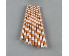 Соломка трубочка бумажная Ø 5 мм 20 см "Карамель " оранжевая  25шт (1 пачка)