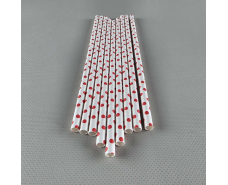 Соломка трубочка бумажная Ø 5 мм 20 см "Горошек красный " белая  25шт (1 пачка)