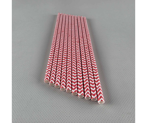 Соломка трубочка бумажная Ø 5 мм 20 см "Елочка " красная 25шт (1 пачка)