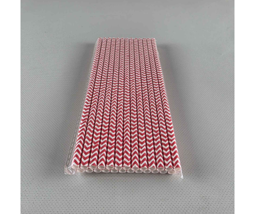 Соломка трубочка бумажная Ø 5 мм 20 см "Елочка " красная 25шт (1 пачка)